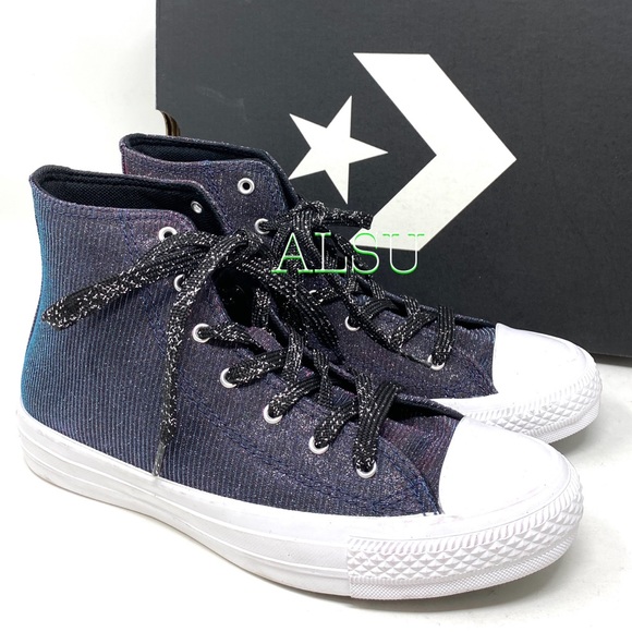 💖MEGA SALE💖Converse CTAS High Canvas Glitter Black Women’s Size 6 564911C - Picture 5 of 8